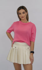 Fustă plisată ivory