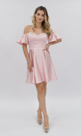 Rochie roz pudră scurtă