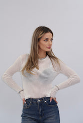 Bluză albă Neira transparentă