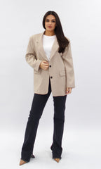 Sacou Anelis bej oversized cu dungi fine